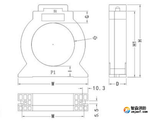 閉口式，圓孔100A-630A外形尺寸圖