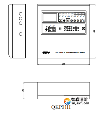 海灣GST-QKP01H、 GST-QKP02H、 GST-QKP04H 型氣體滅火控制器/火災報警控制器示意圖